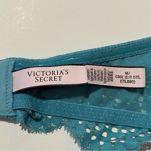 Victoria's Secret Turquoise Mesh Lace Strapless Bralette Bra Women's Size Medium - Picture 7 of 15